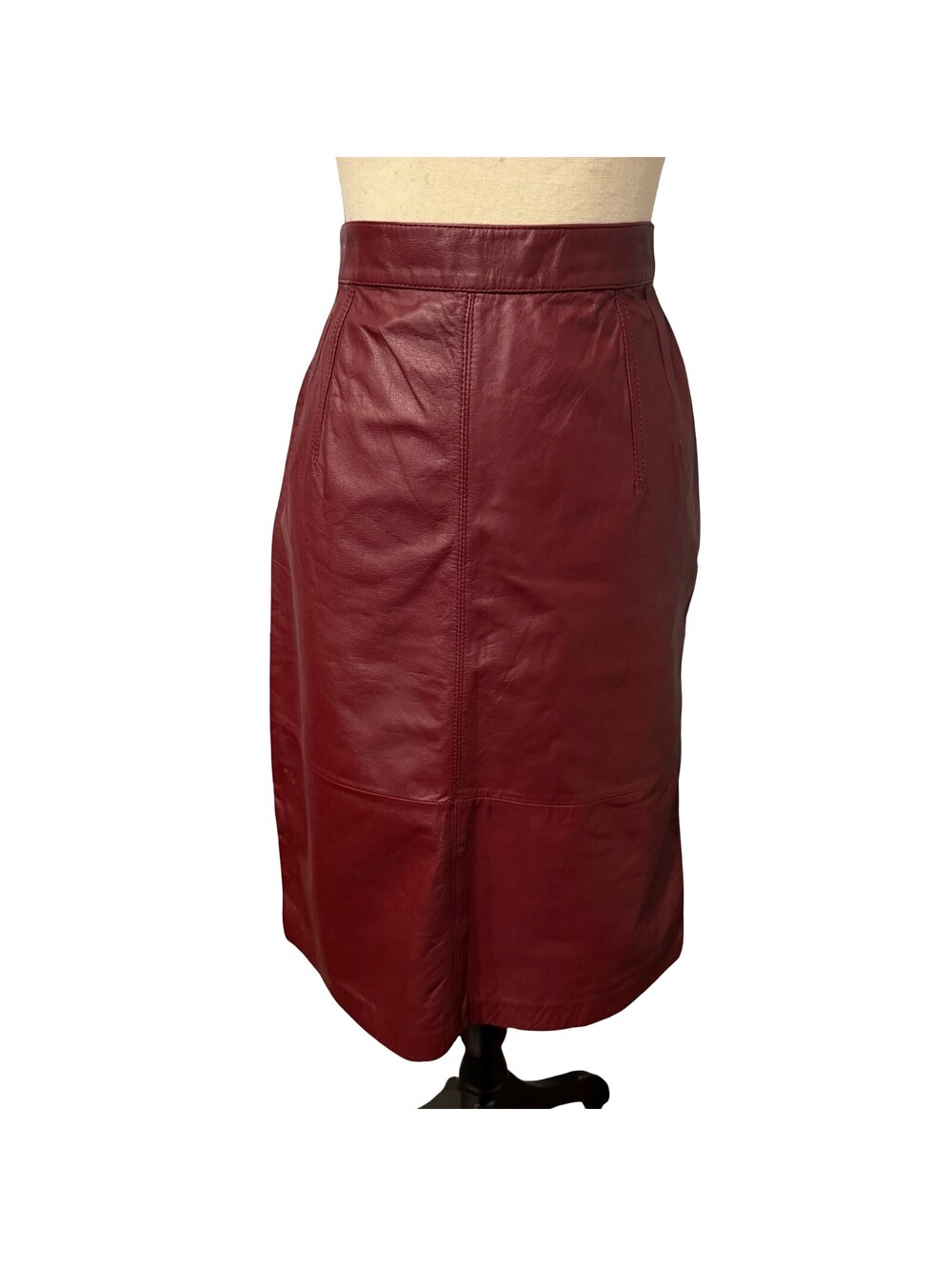 Lord & Taylor Burgundy 100% Genuine Leather Pencil Skirt - Size 12